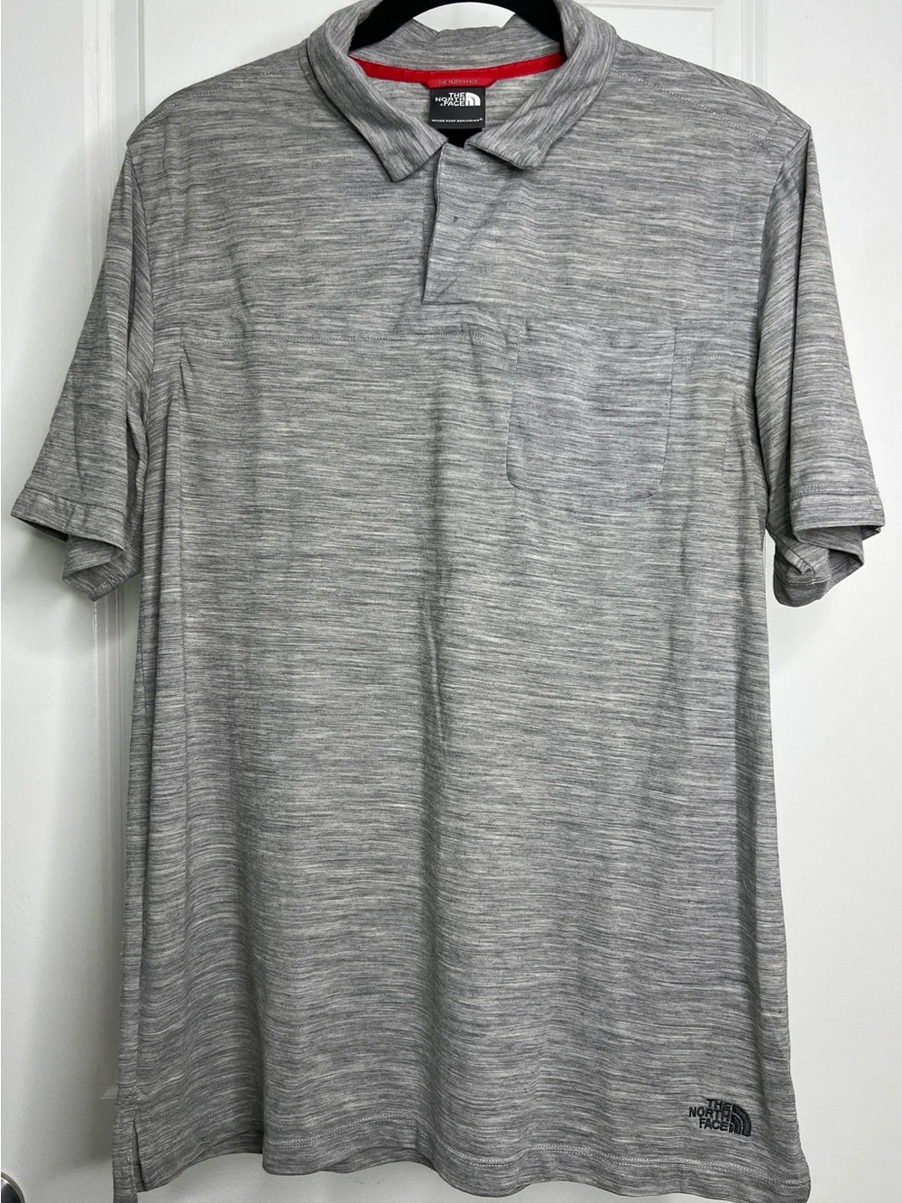 The North Face Merino Wool Blend Polo Shirt Mens Large Gray Performance Tech